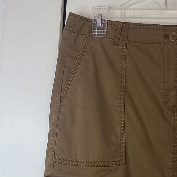 Eileen Fisher Cotton Tencel Twill Cargo Pocket Olive Khaki Mini Skirt Size S - Picture 4 of 12